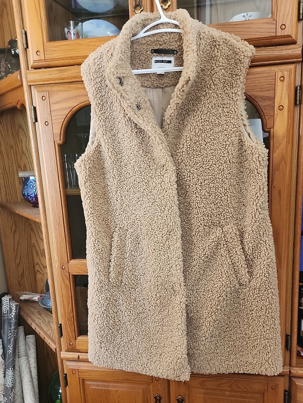 Noisy May Beige Teddy Sherpa Vest